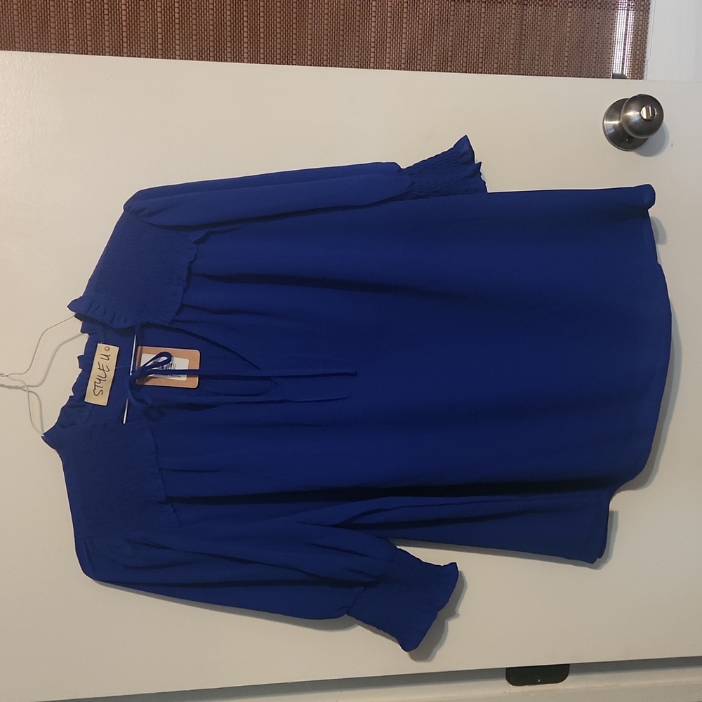 Royal Blue, Blouse, Style U brand, Size LG, NWT